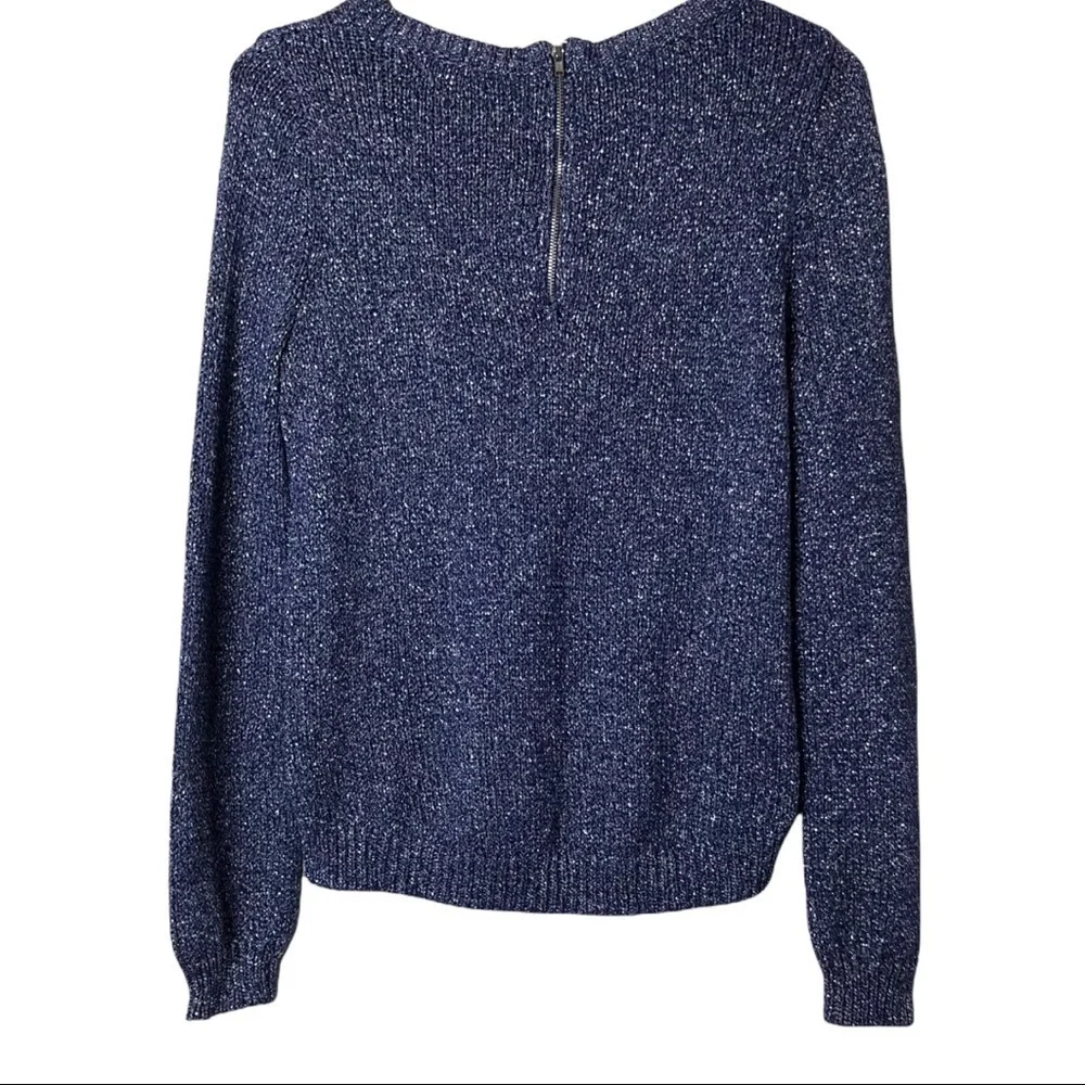 𝅺h&m Metallic High Low Sweater in Blue Size 6